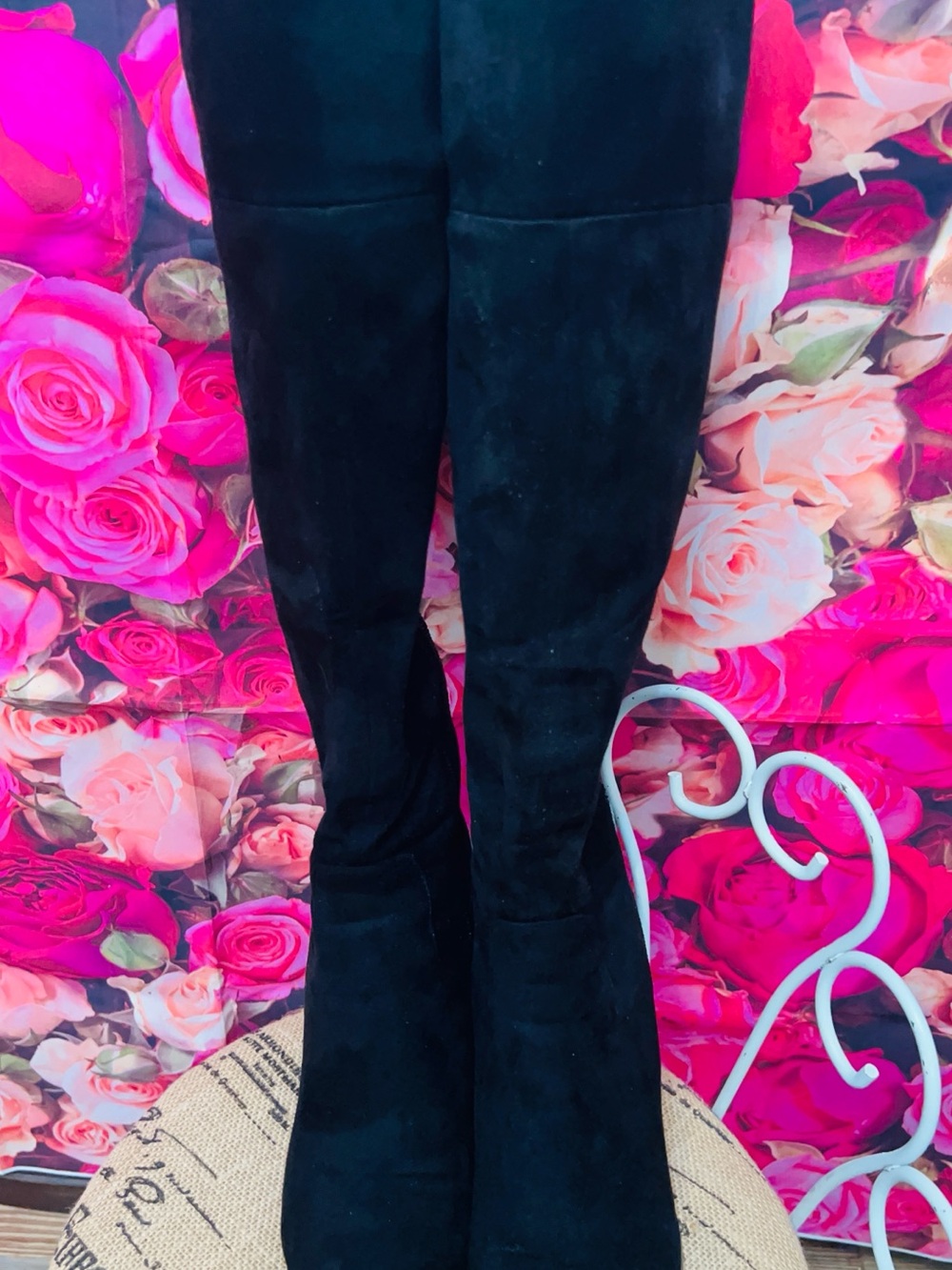 Black Over-the-Knee Suede Boots